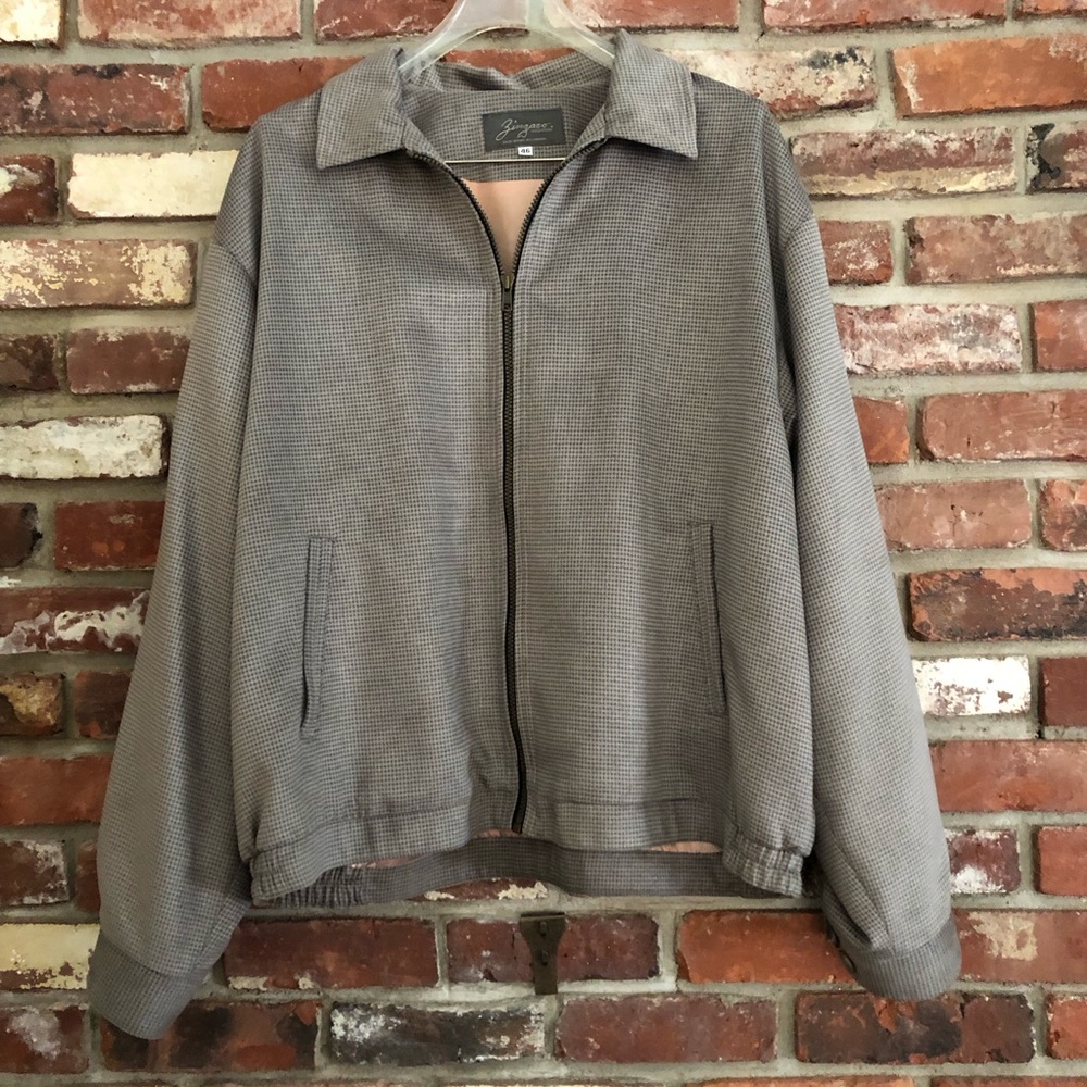 90’s Vintage Zingaro Collections Men's Suede Jacket 46 Tan Gray Houndstooth